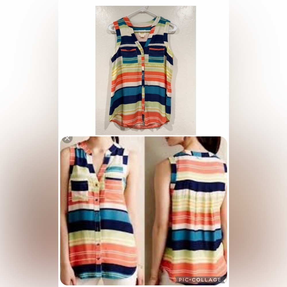 Anthropologie Maeve Colorful Striped Sleeveless Top - Multicolor size 2